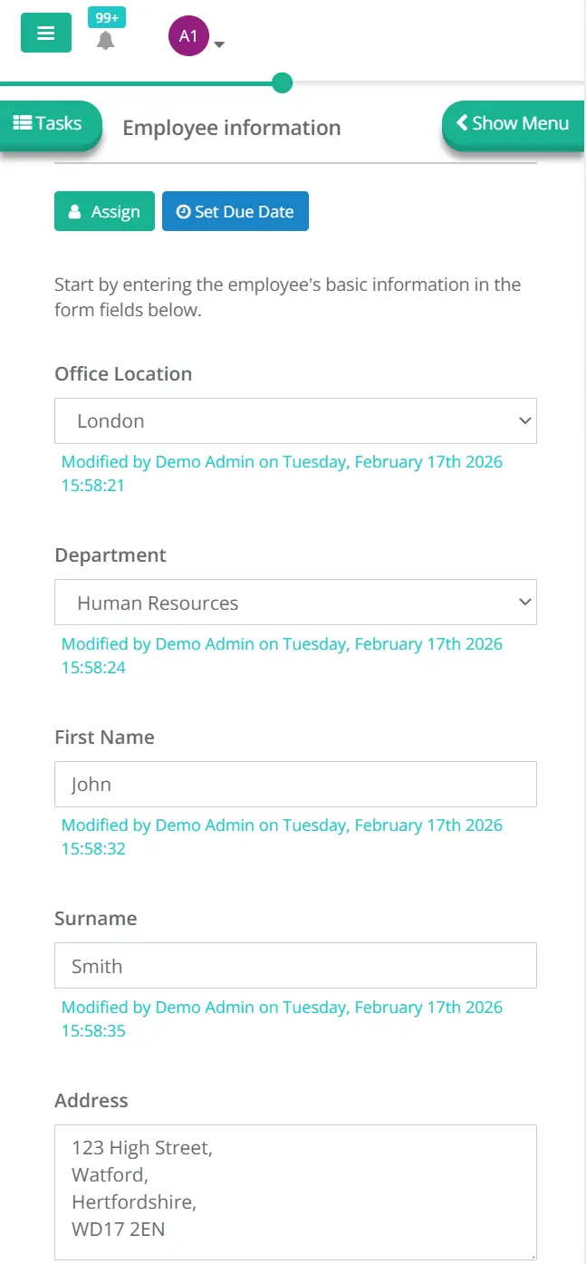Task Fields on an iPhone 14